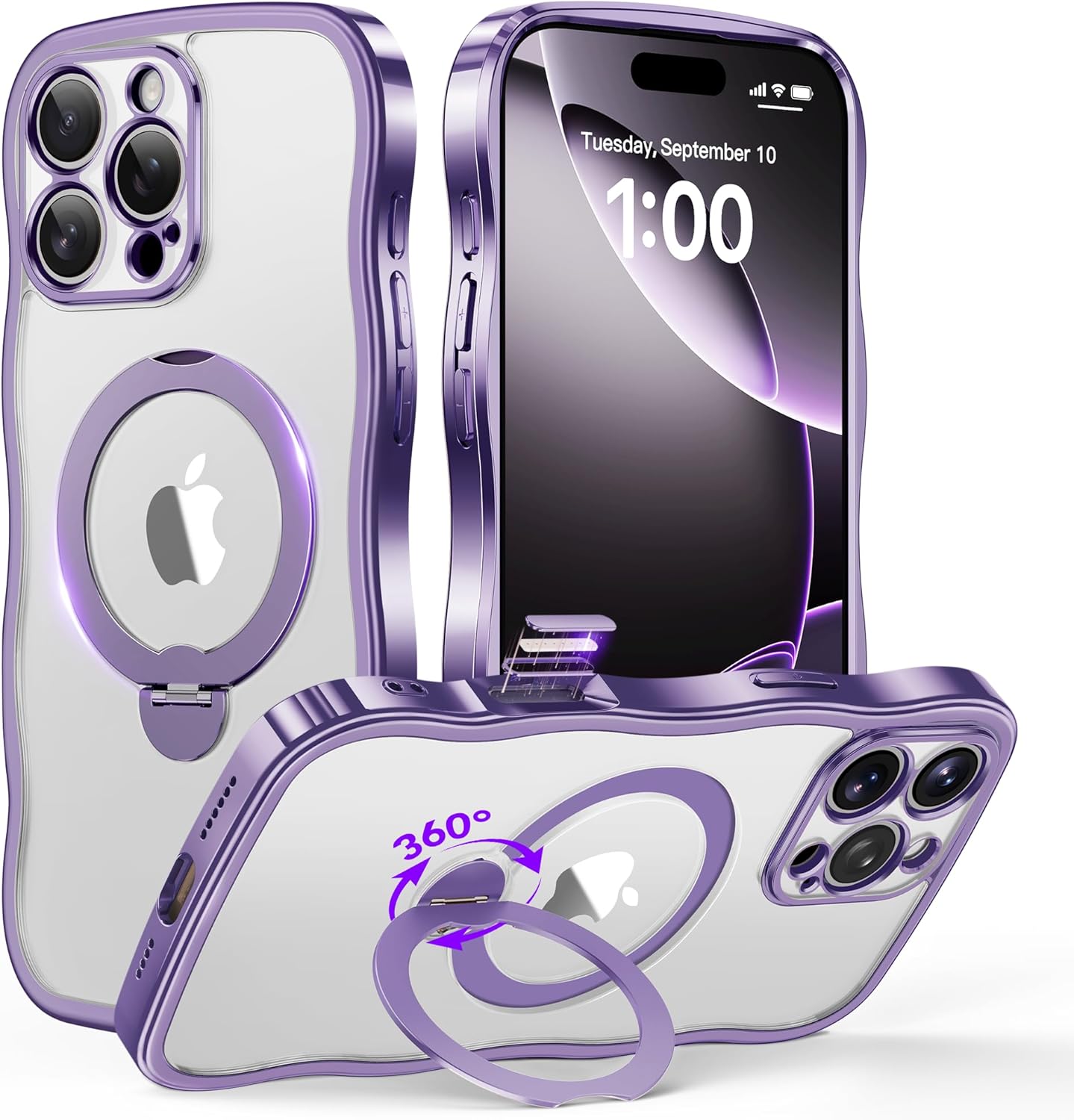 iPhone 16 Pro Max Case with 360 Spin Magnetic Stand Ring