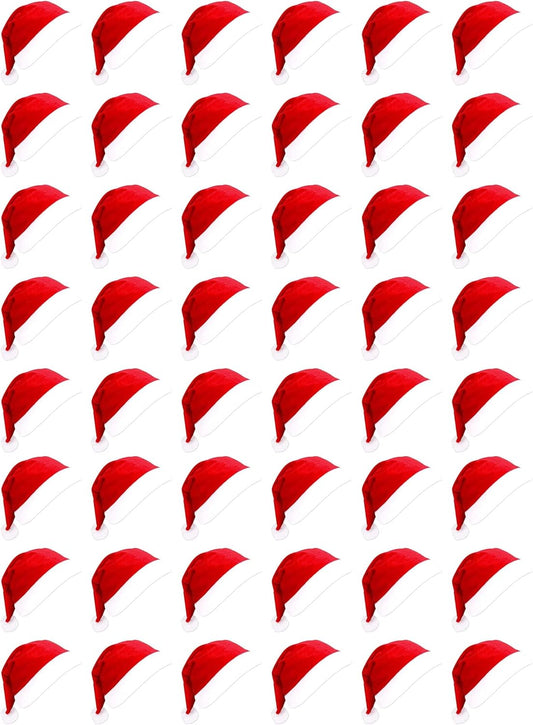 Bulk Santa Hats for Adults and Kids - 48pcs Classic Red Caps