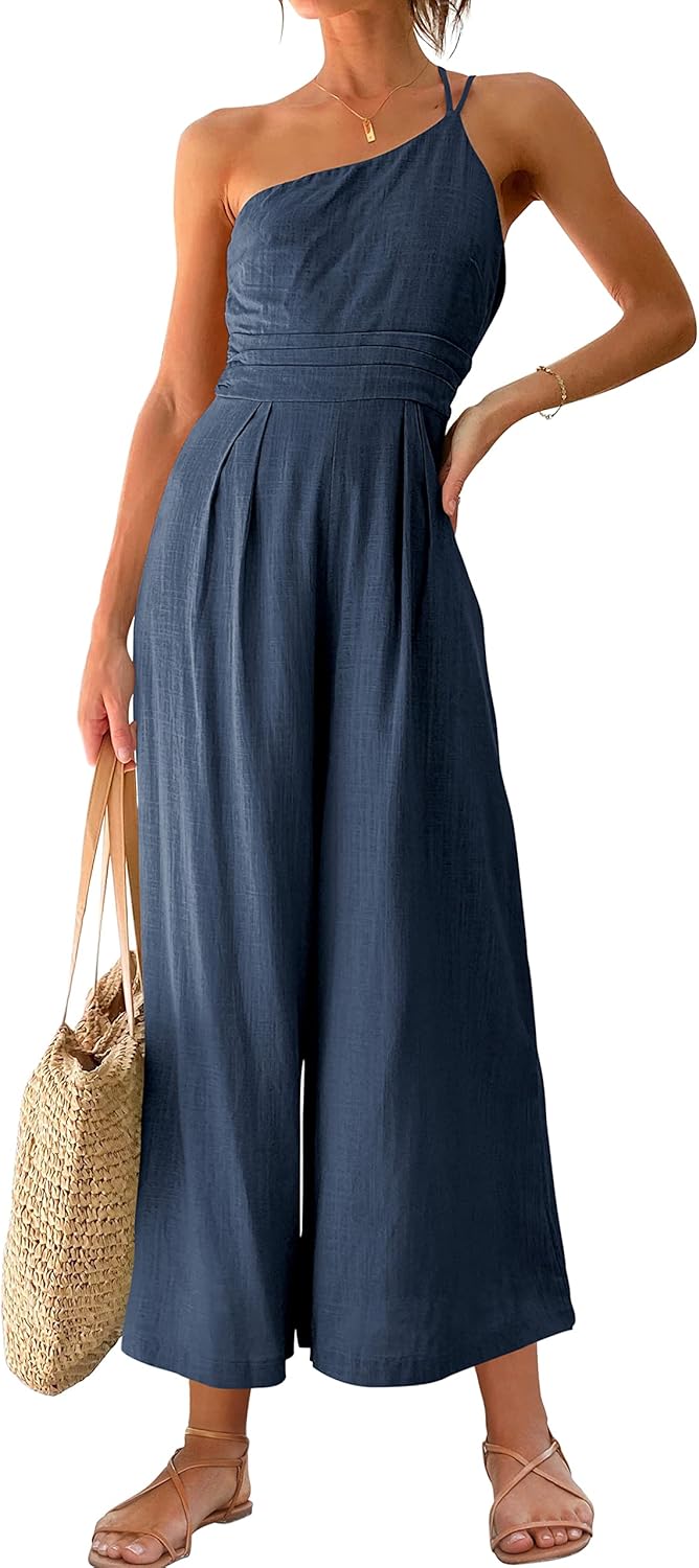 Stylish One Shoulder High Waist Jumpsuit for Summer Outings