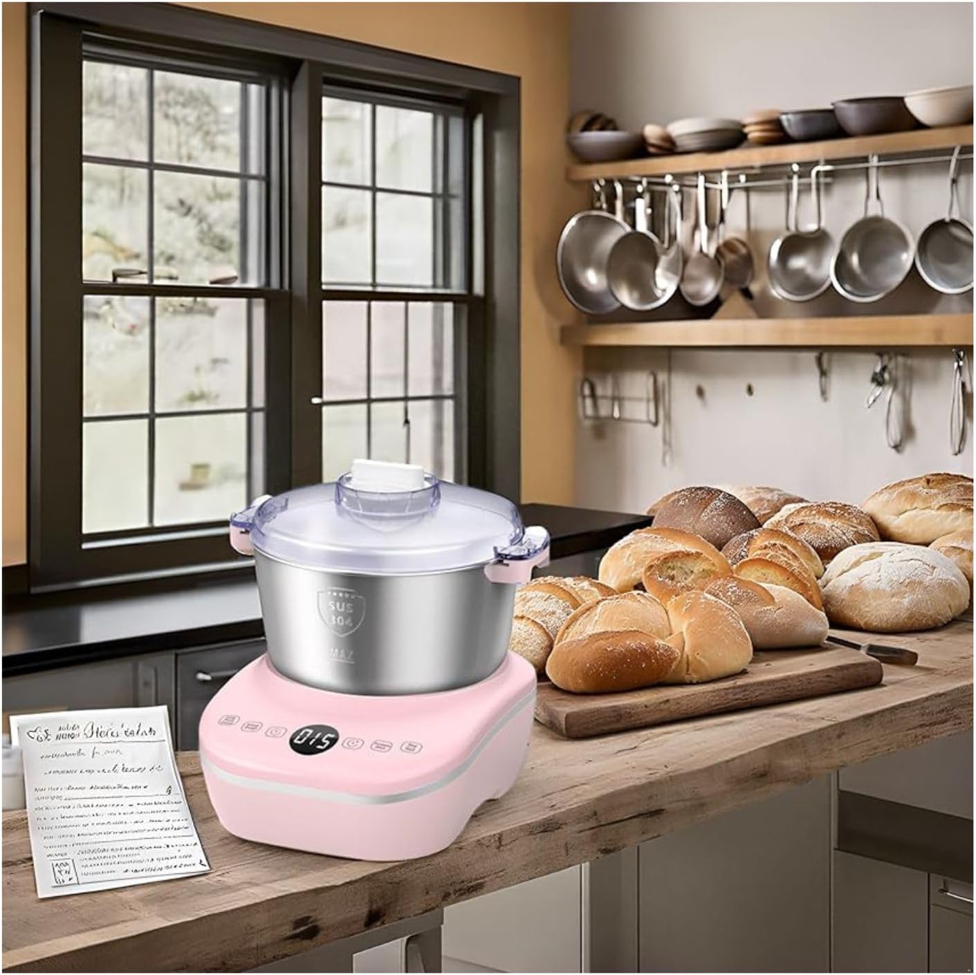 7L Electric Dough Maker & Mixer - 304 Stainless Steel, Ferment Function - Ideal for Various Doughs, Christmas Gift