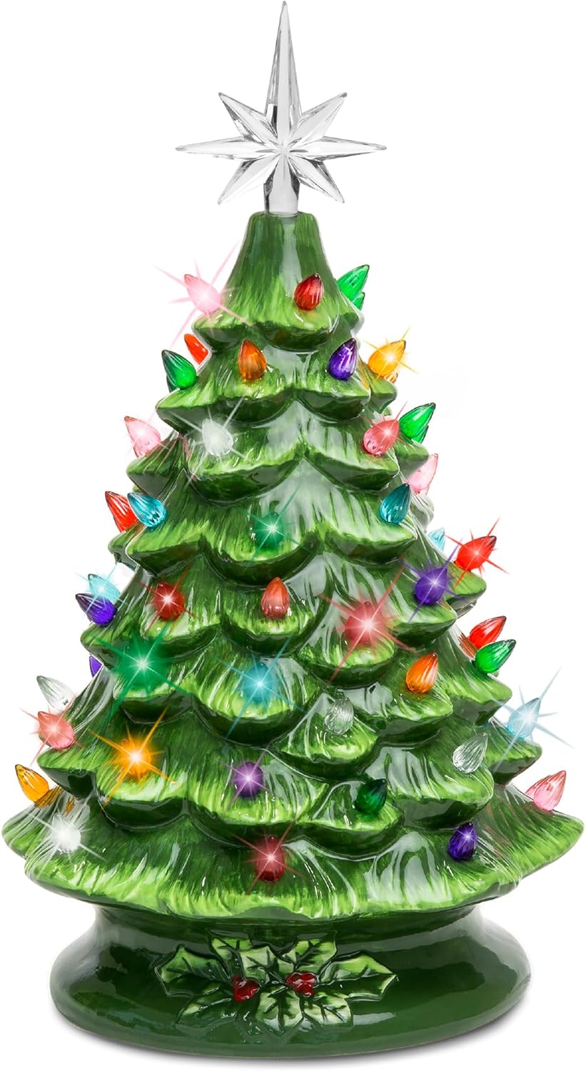 15in Ceramic Christmas Tree - Hand-Painted Holiday Decor