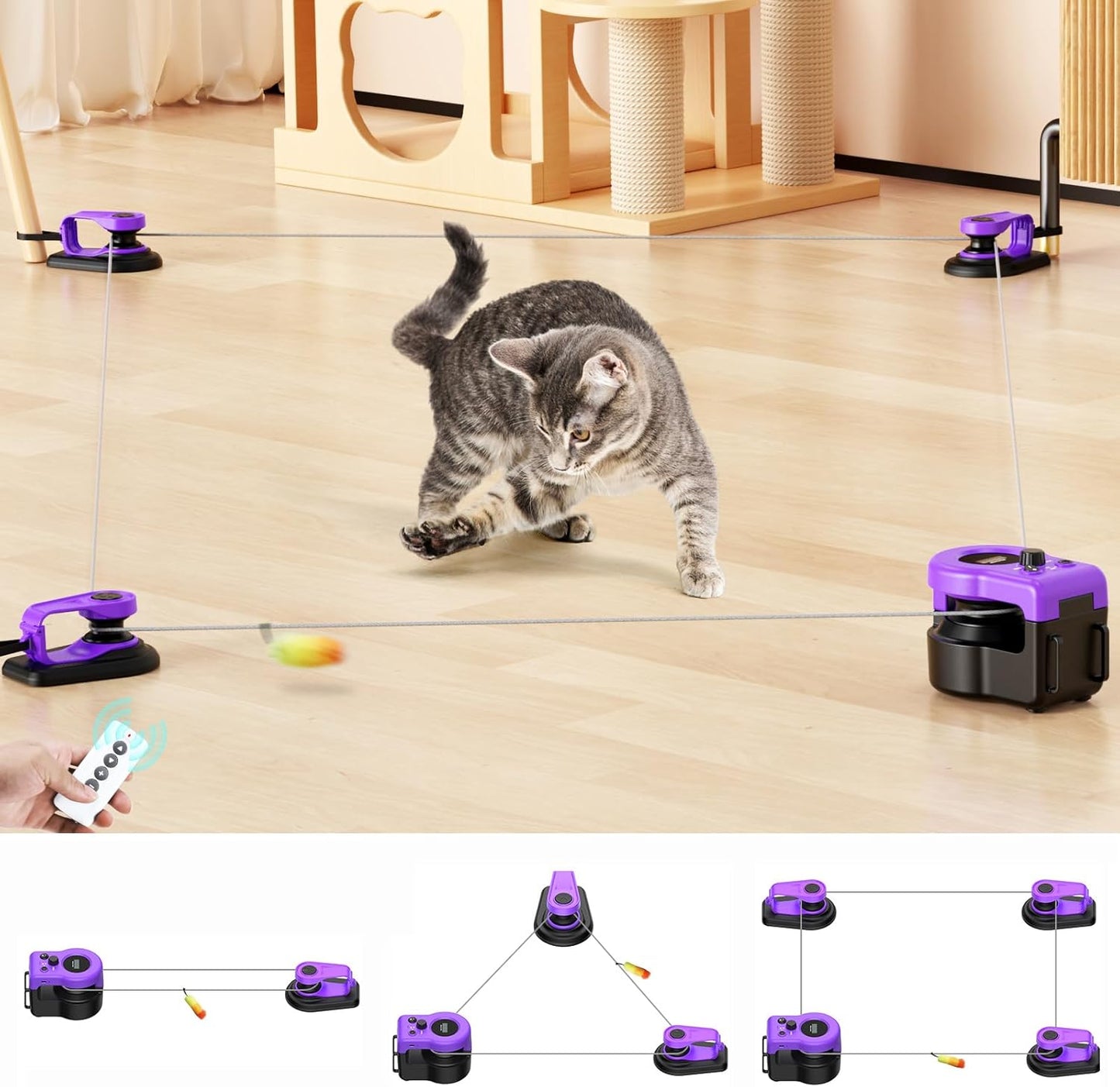Interactive Cat Toy for Indoor Cats - Auto/Manual Control Fun