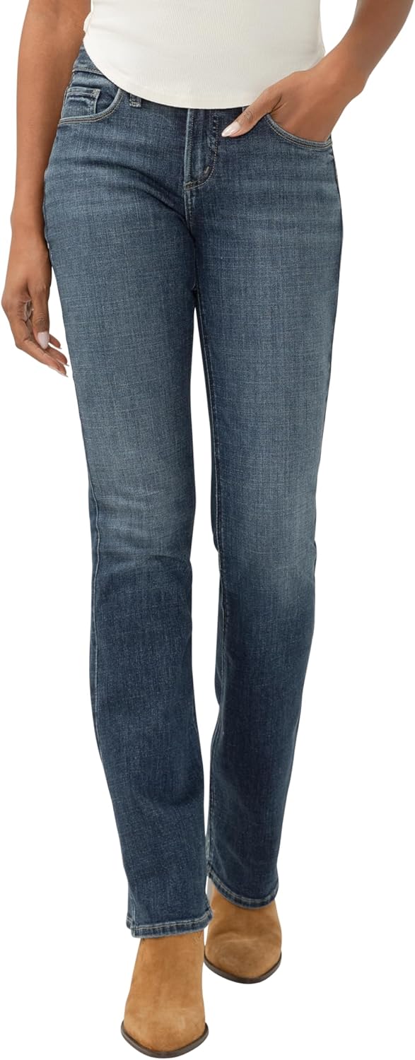 Silver Jeans Women's Suki Mid Rise Curvy Slim Bootcut Jeans
