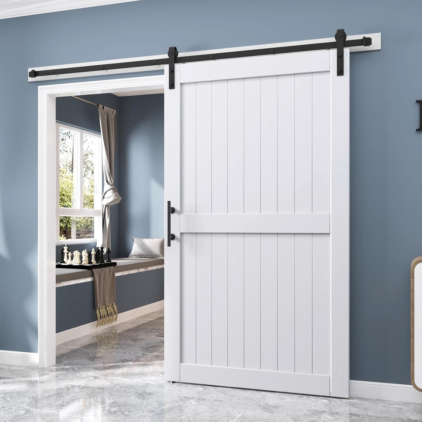 EaseLife 48 x 84 inch White Barn Door with Sliding Hardware Kit