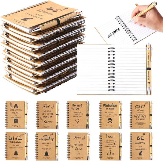 Bulk Christian Notebook Sets with Bamboo Pen - Inspirational Faith Gifts