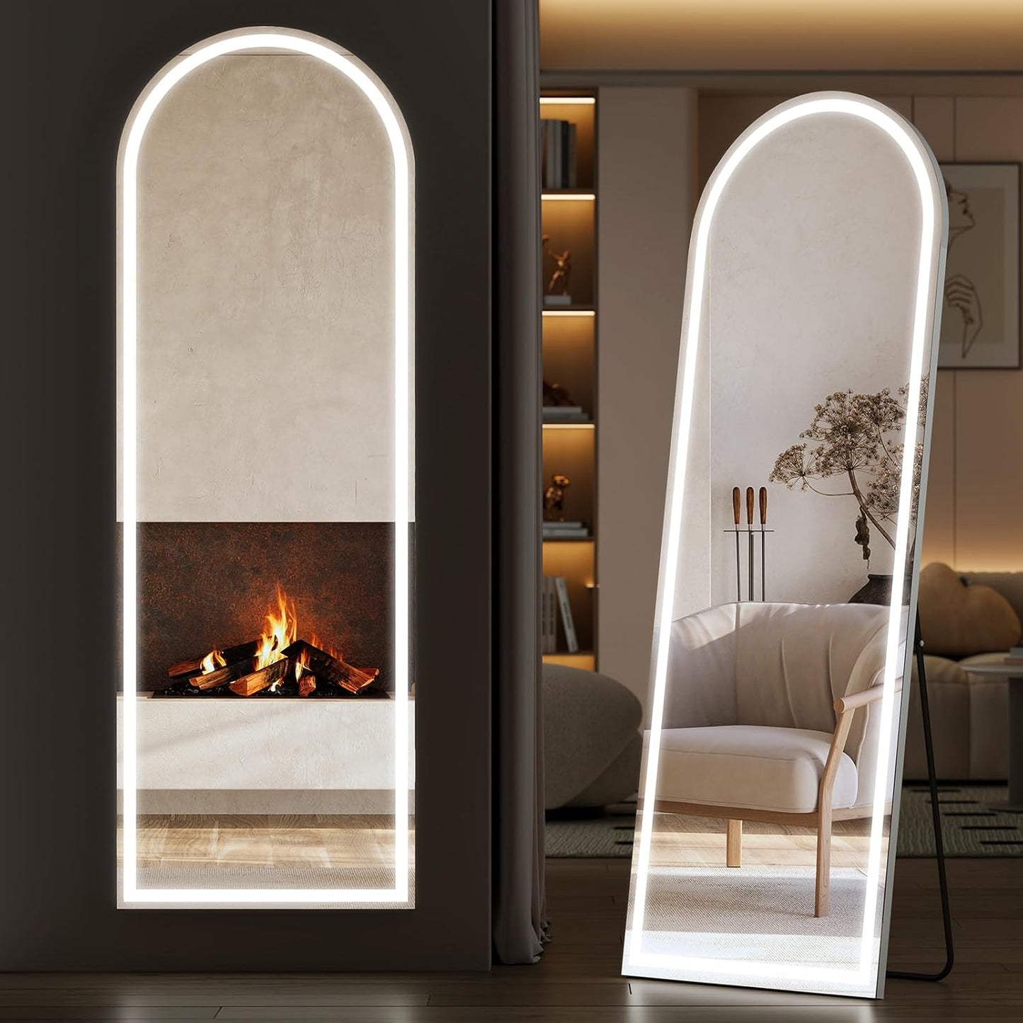 Sweetcrispy 63x21 Arched Full Length Mirror with LED Lights