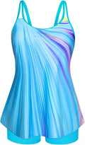 Womens Plus Size Tankini Swimsuit Two Piece - Flowy Floral Tank