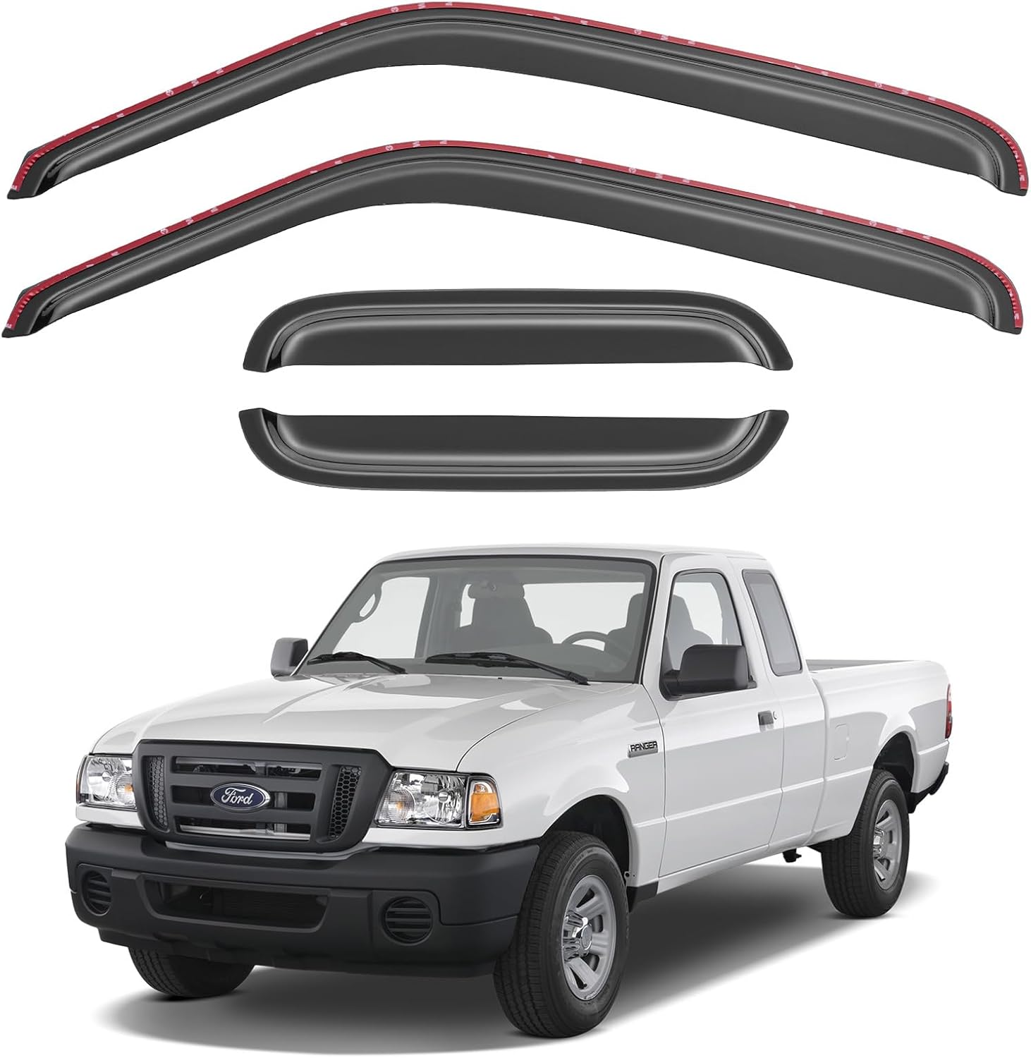 Window Rain Guards Visors for 1999-2011 Ford Ranger SuperCab