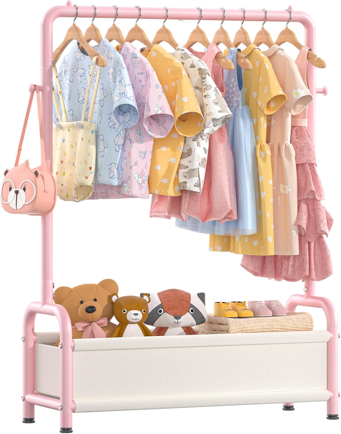 Kids Clothing Rack with Storage Shelf for Dress Up Fun
