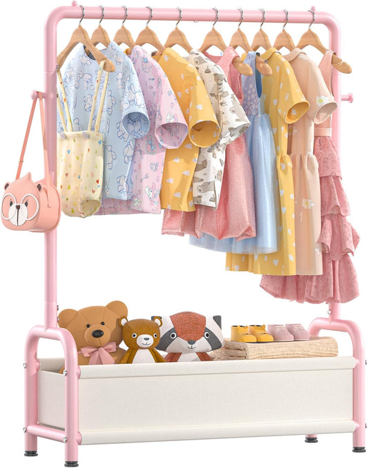 Kids Clothing Rack with Storage Shelf for Dress Up Fun