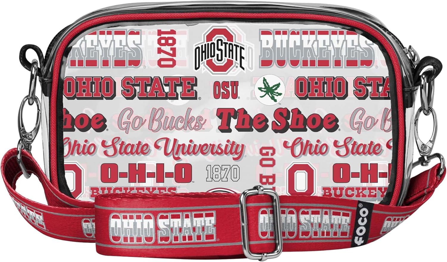 FOCO NCAA College Team Logo Stripe Clear Crossbody Bag Review