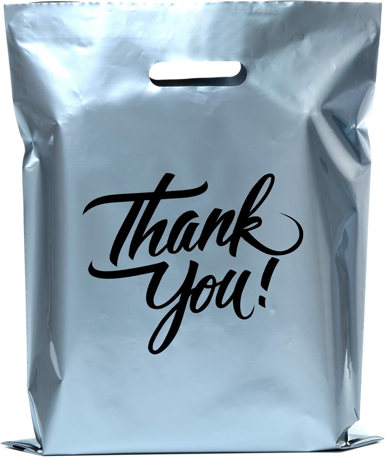 Thank You Merchandise Bags with Die Cut Handles for Retail Use