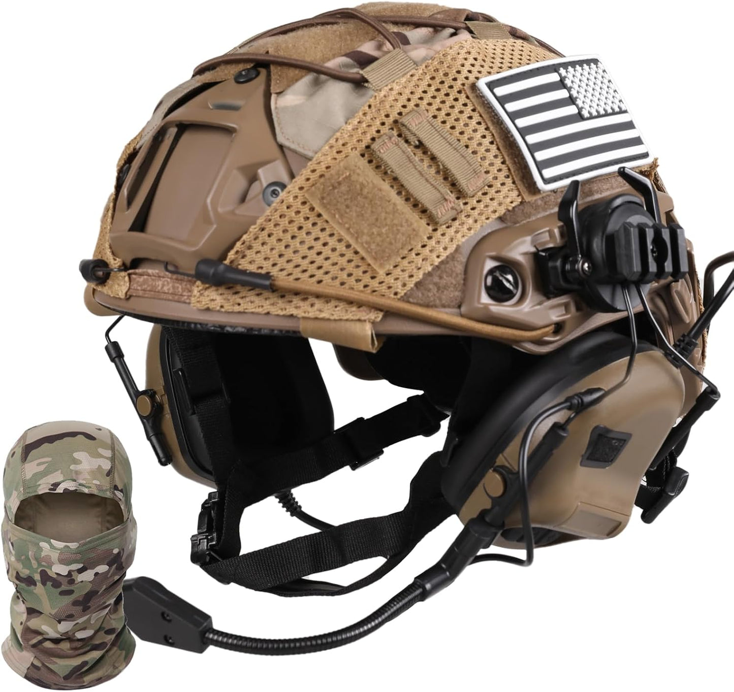 Tactical Helmet with Headset & Face Mask for Ultimate Protection