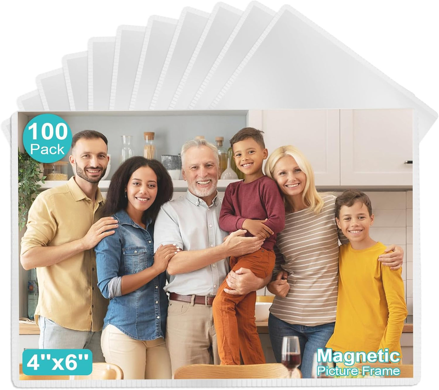 Magnetic Picture Frame Set of 100 for 4x6 Photos - Versatile Use