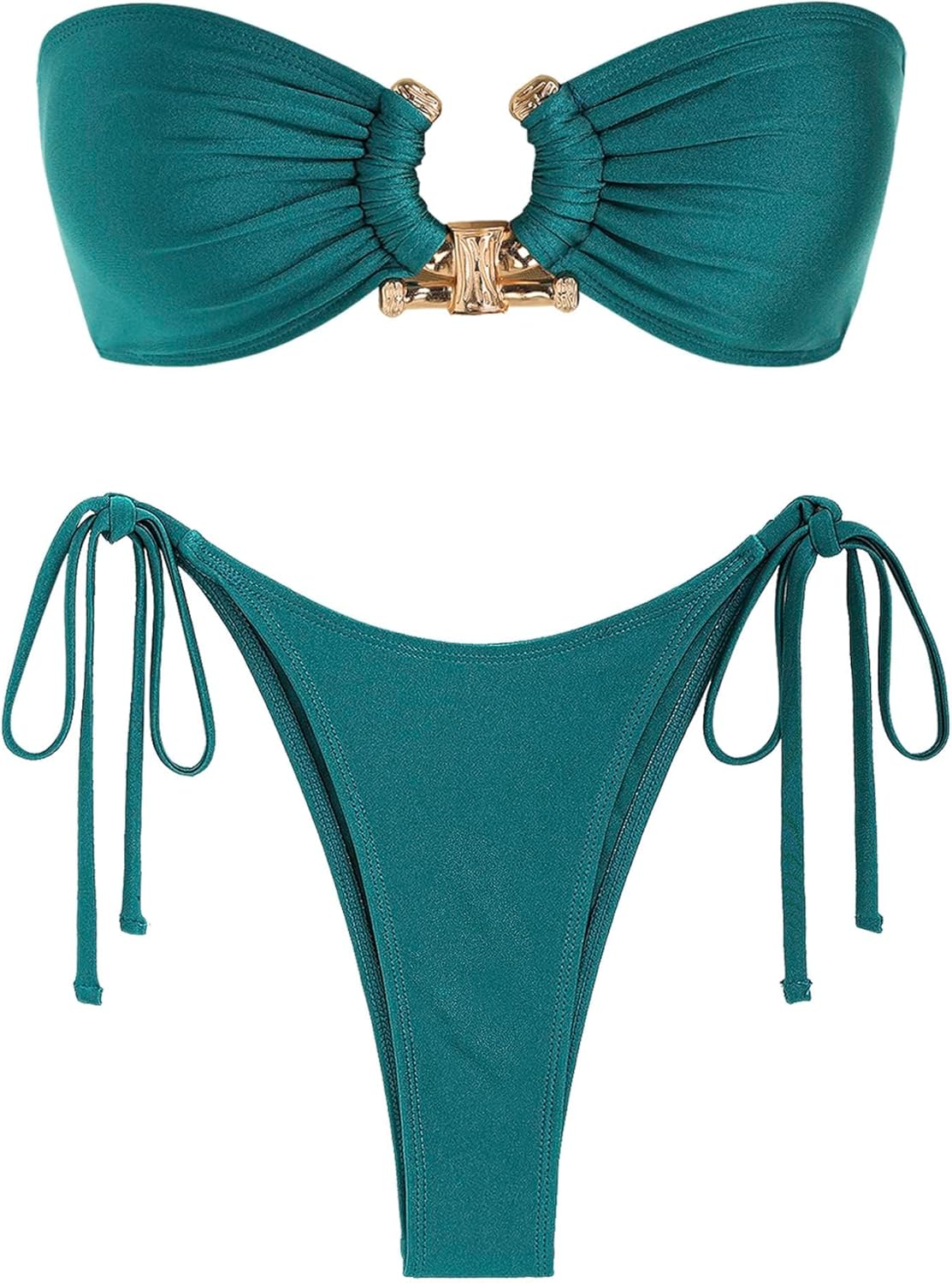 ZAFUL Metal Ring Bandeau Bikini Set for Stylish Beach Days