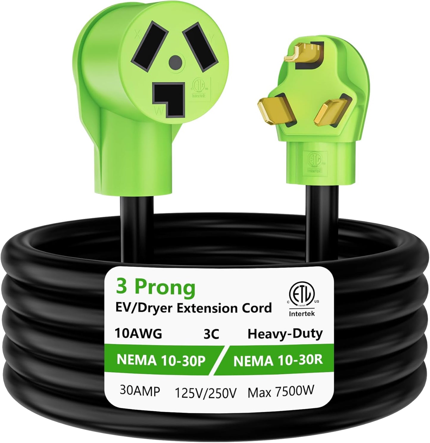 3 Prong Dryer Extension Cord 50 FT for EV Charging and Dryers