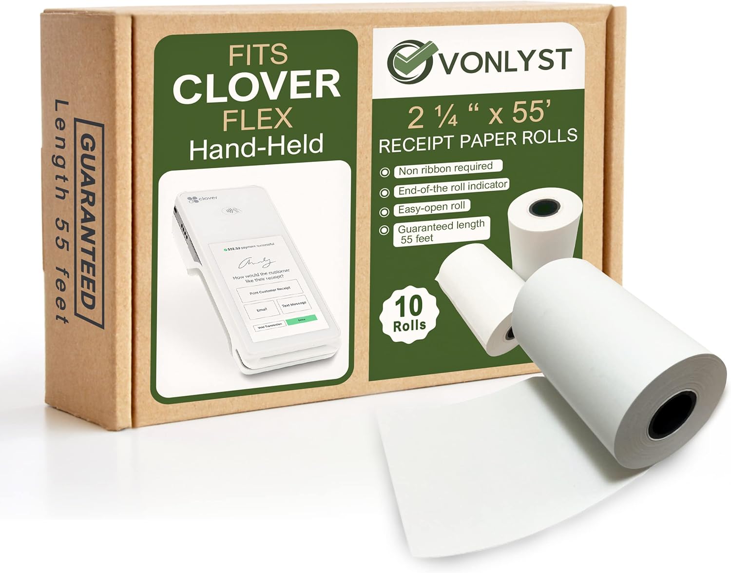 Vonlyst Thermal Paper Roll 10pk - Clear Receipts, Smooth Transactions