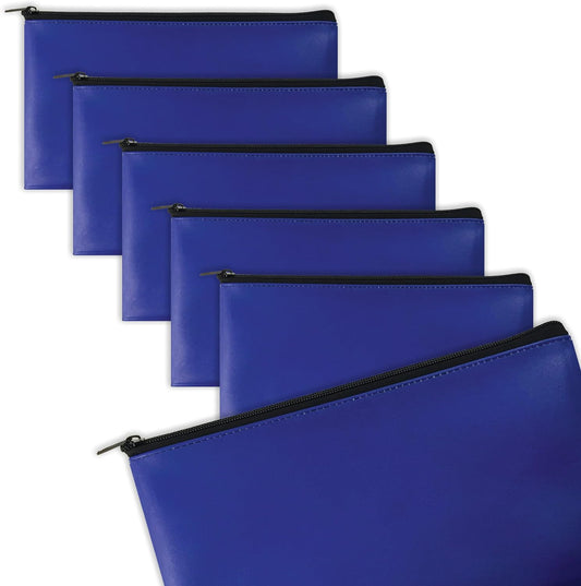 Secure Cash & Coin Bags, Blue, 6 Pack