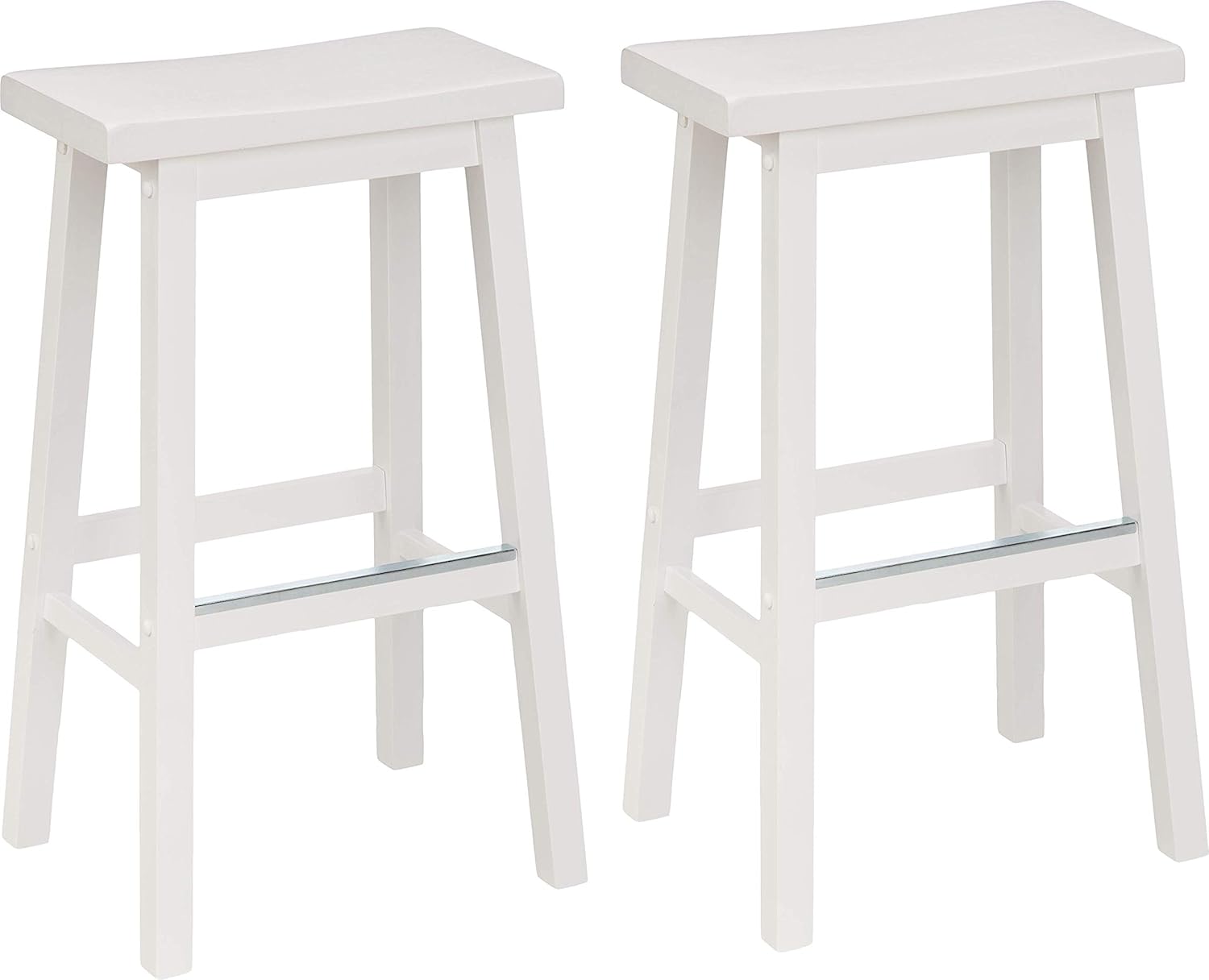 Solid Wood Saddle-Seat Kitchen Counter Barstool Set of 2