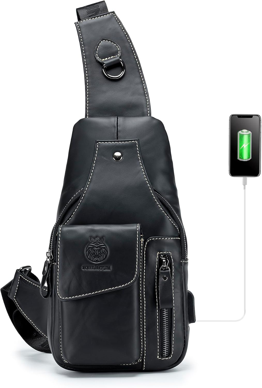 LUKZIJAES Genuine Leather Sling Bag for Men - Stylish & Functional