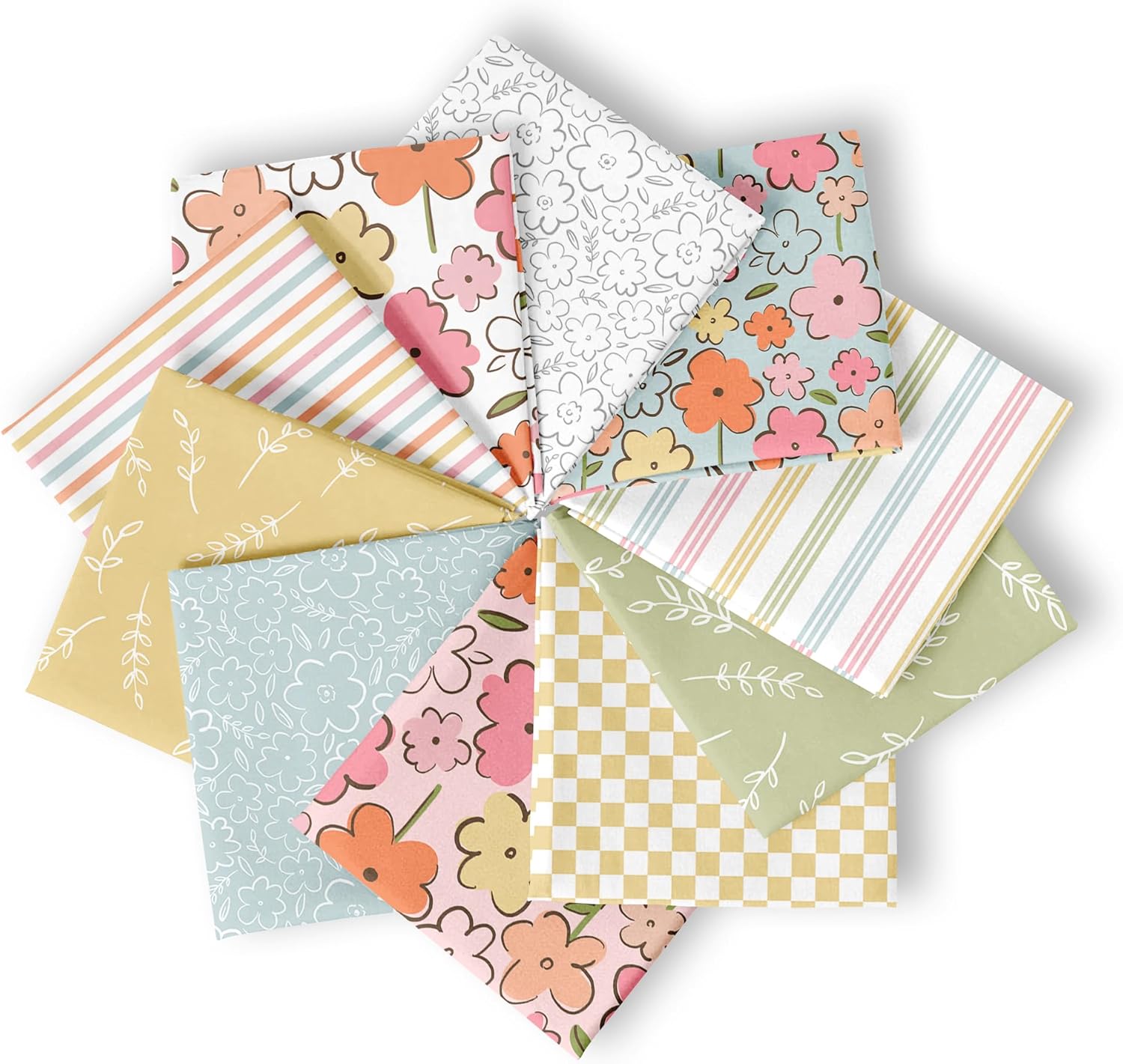 10-Pcs Fat Quarters Fabric Bundles for Quilts and Crafts