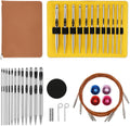 Tunisian Crochet Hooks Set Aluminum Interchangeable - Ergonomic 26Pc