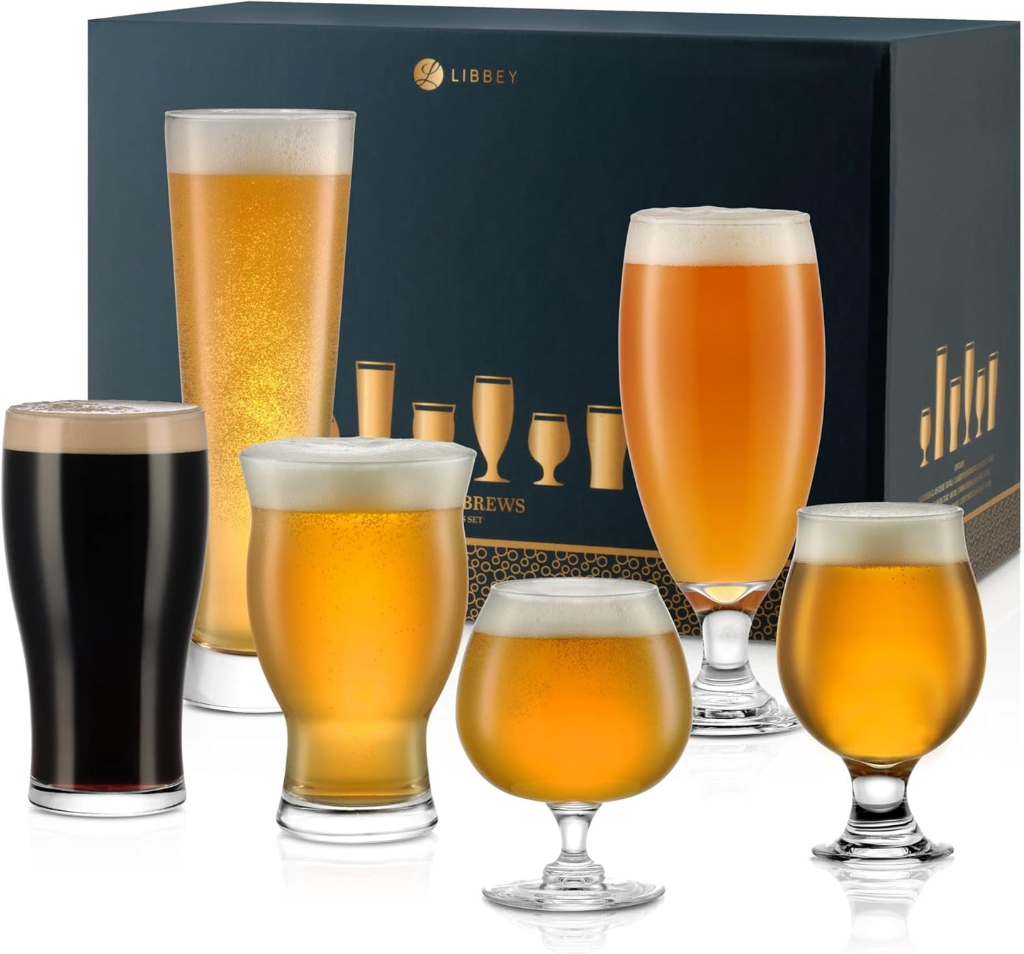 Libbey Craft Brews Assorted Beer Glasses Set of 6 Gift Box