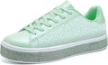 Women's Glitter Tennis Sneakers Rose Gold Sparkly Bridal Shoes
