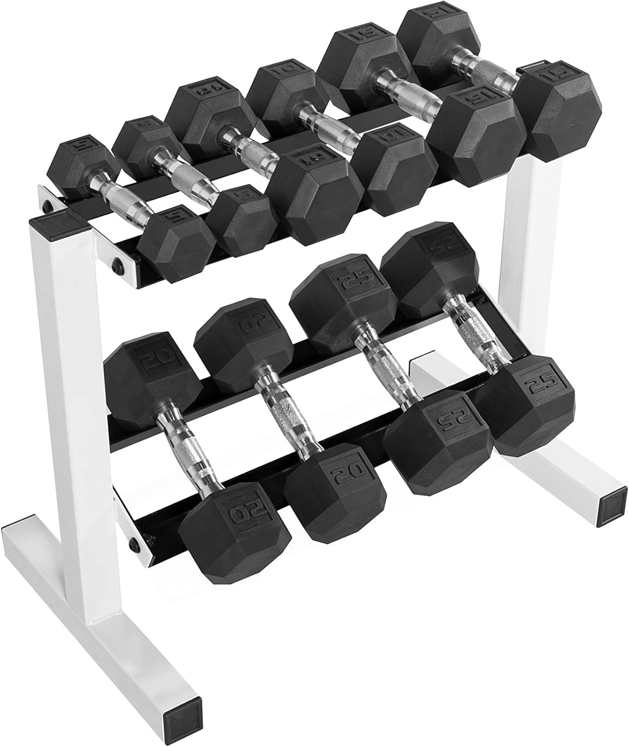 CAP Barbell 150 lb Dumbbell Set with 2-Tier Rack for Home Gym