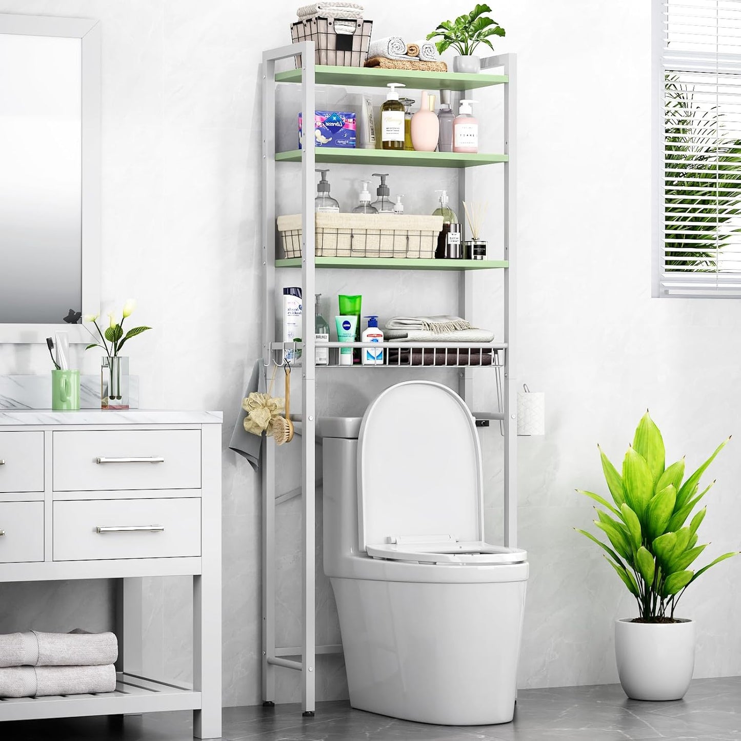 Kalrin Over-The-Toilet Storage Rack for Bathroom Organization