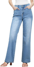 Wide Leg Jeans High Waisted Tummy Control - Stretchy Straight Leg