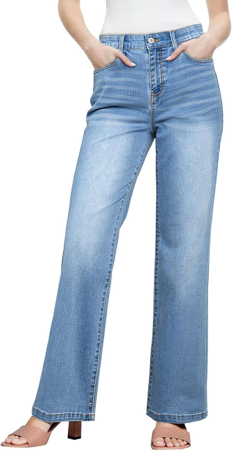 Wide Leg Jeans for Women with High Waist and Tummy Control