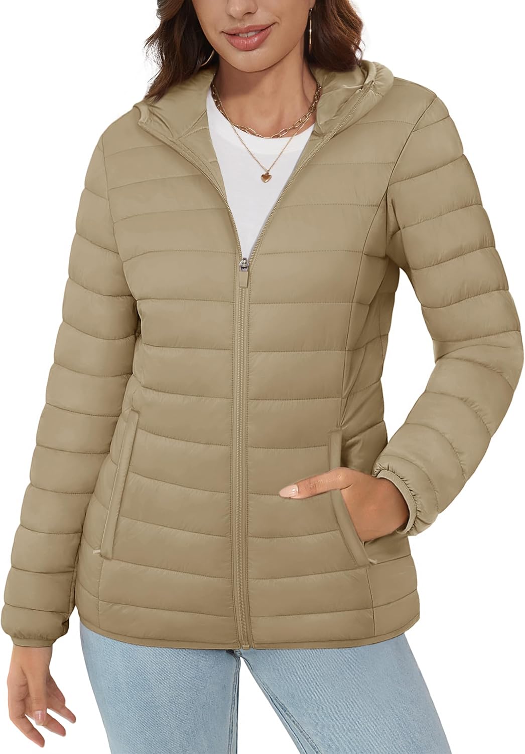 Lightweight Quilted Puffer Jacket for Women - Warm Winter Coat