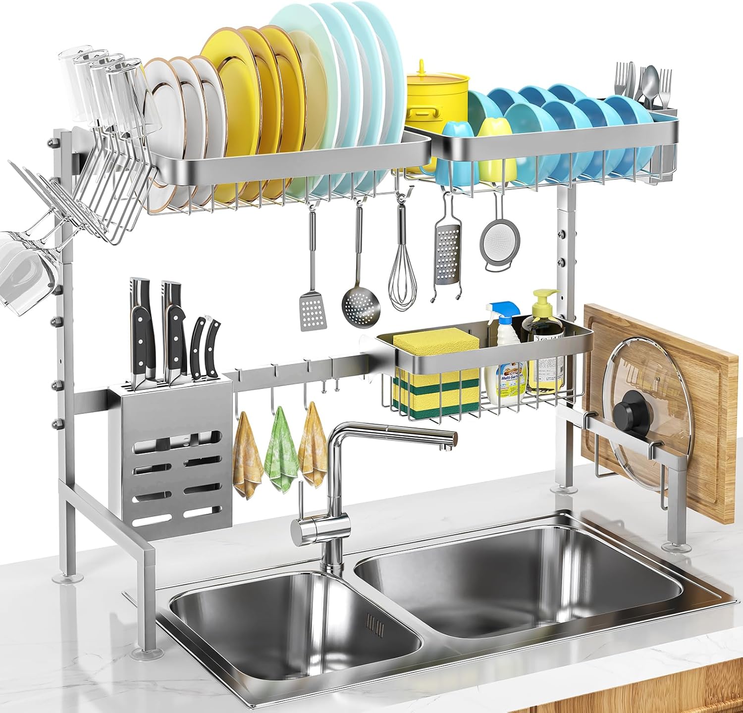 Merrybox Over The Sink Dish Drying Rack - Adjustable & Sturdy