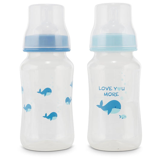 Cudlie 11oz Baby Bottles 2-Pack - BPA-Free Clear Cover