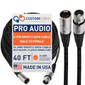 40 Foot 5-Pin XLR 24 AWG DMX512 Data Cable Male to Female - Durable