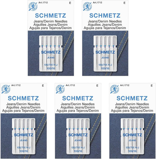 SCHMETZ Heavy Fabric Sewing Needles - Size 100/16, Pack of 5