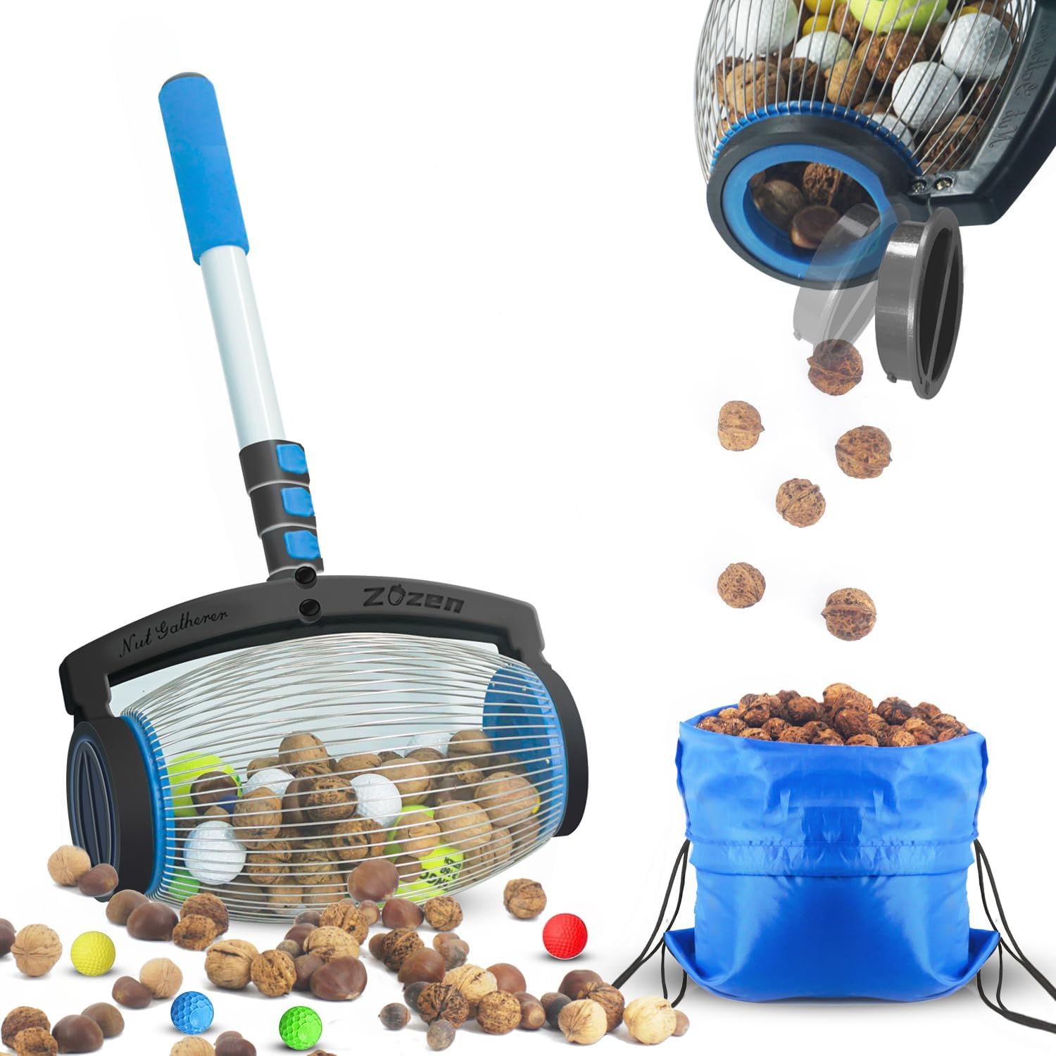 Zozen Nut Gatherer: Effortless Pecan and Walnut Picker Roller