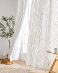 Floral Embroidered Sheer Drapes for Bedroom and Living Room Decor