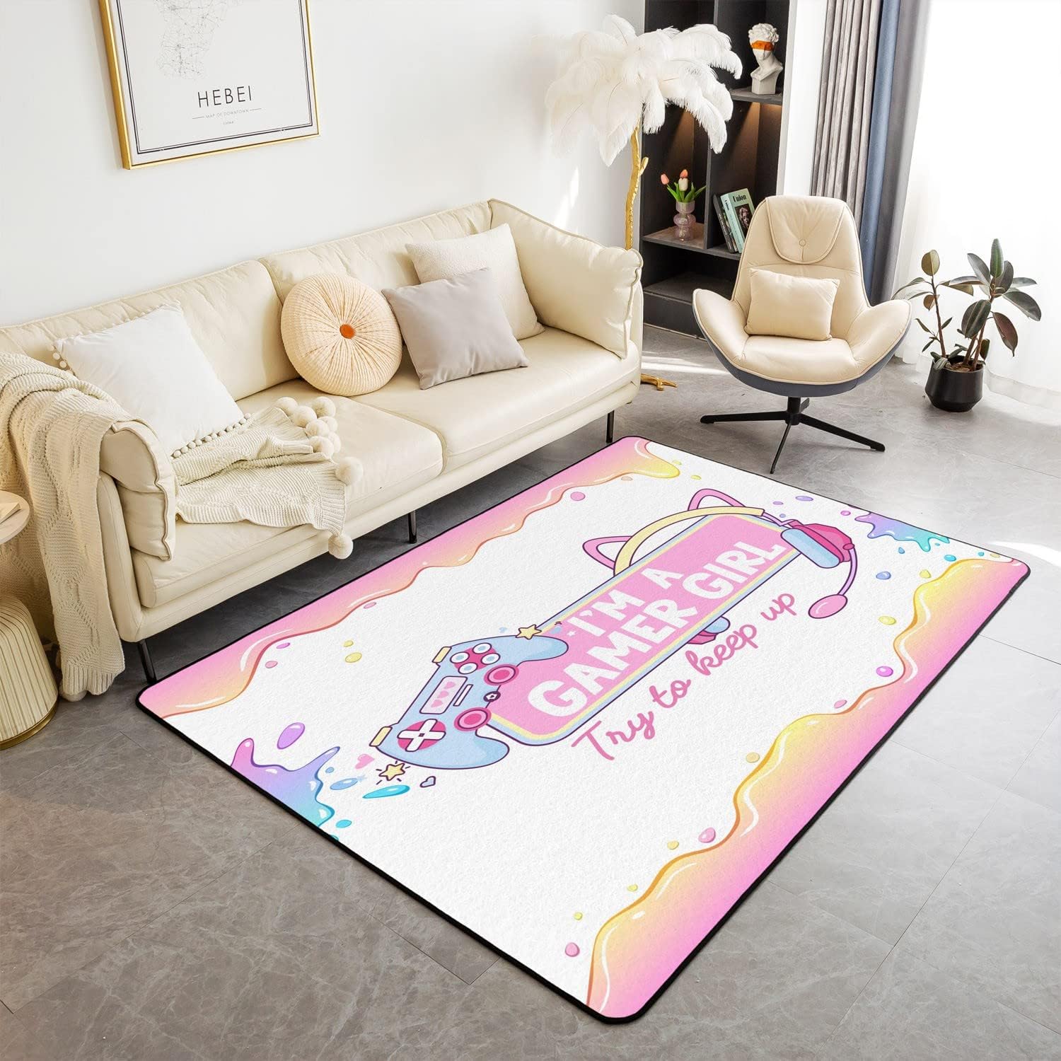 Game On: Gamer Area Rug 3X5 - Pink Accent