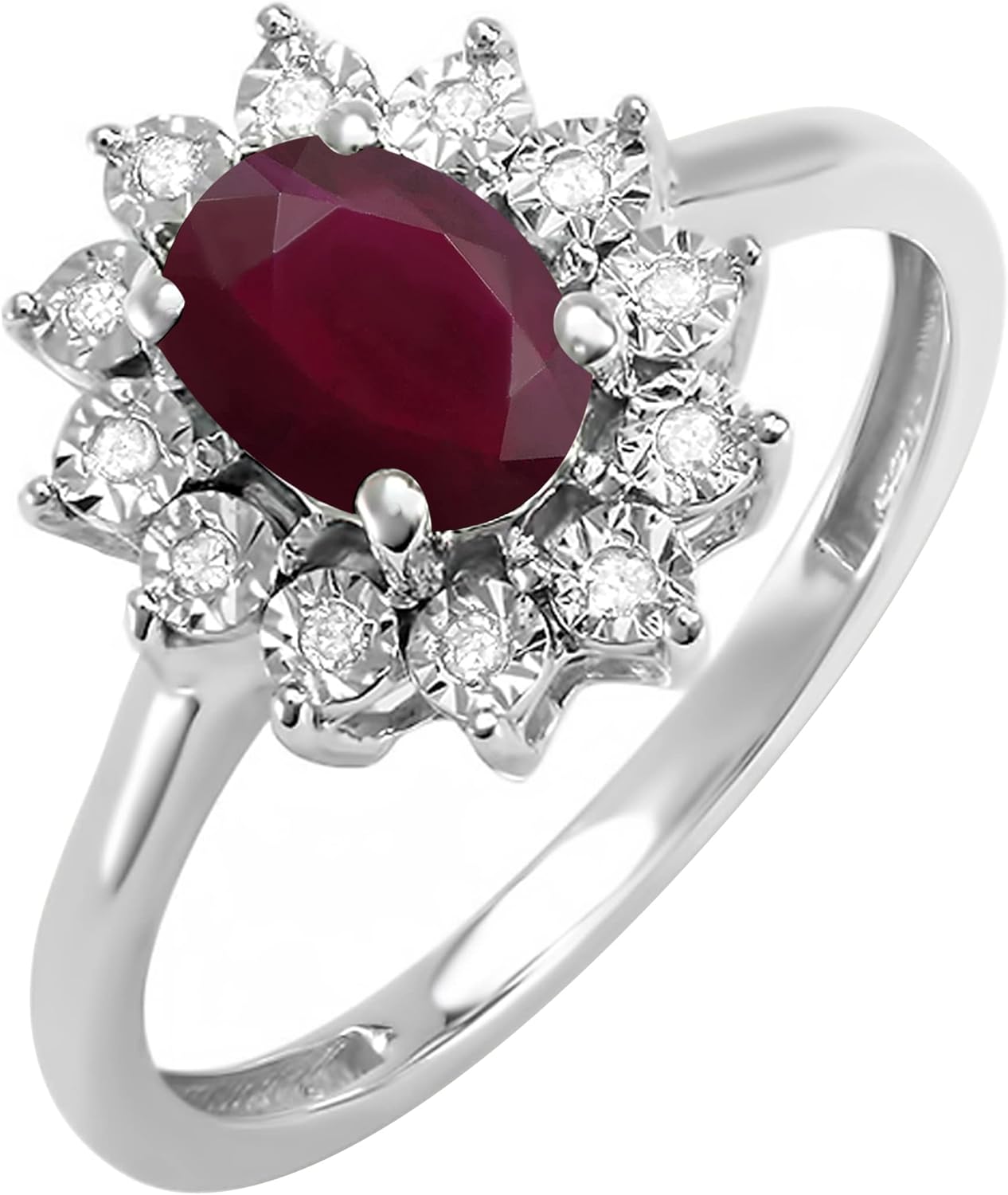 Dazzlingrock 14K Solid Gold Diamond Oval Red Ruby Bridal Ring