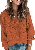 Dokotoo Womens Crewneck Hollow Cable Knit Pullover - Cute, Soft