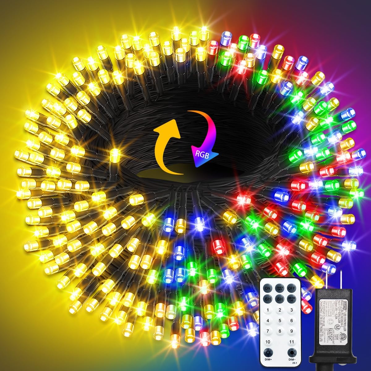 1000 LED Color Changing String Lights for Festive Decor