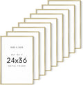 24x36 Gold Metal Picture Frames - Set of 9, Slim Modern Look