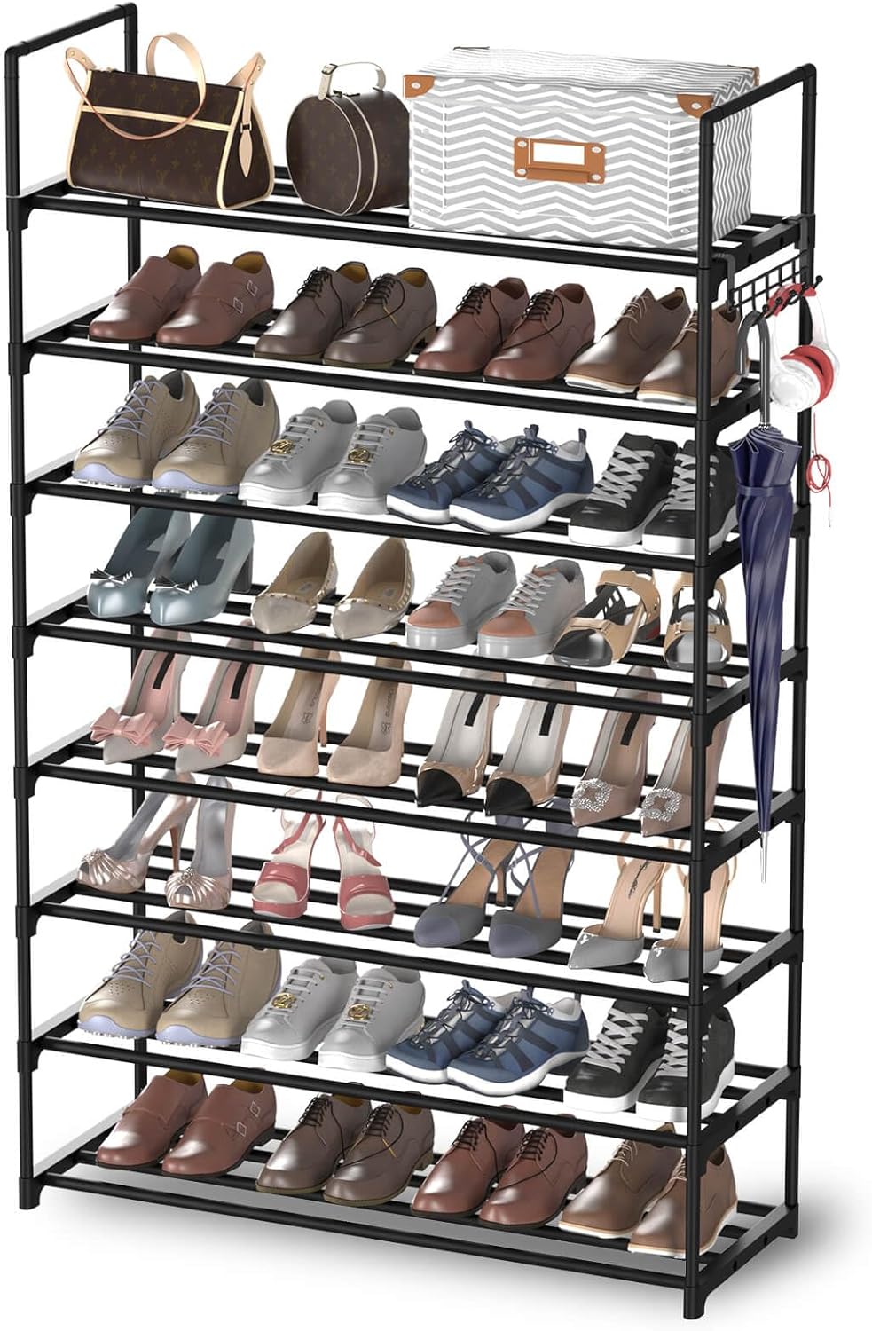 8 Tiers Metal Shoe Rack for Entryway and Closet Storage Needs