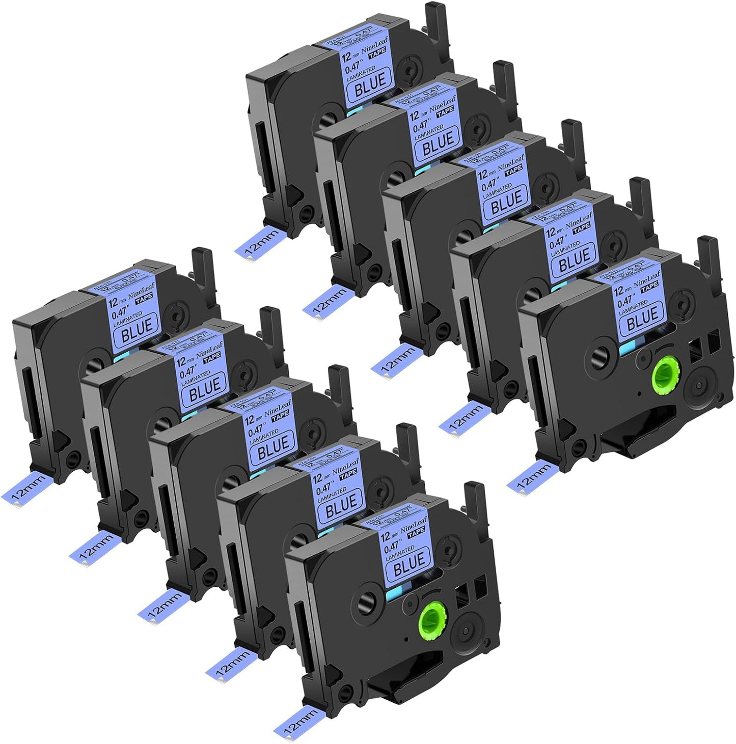 NineLeaf 10 Pack Compatible Label Tape for Brother P-Touch 12mm