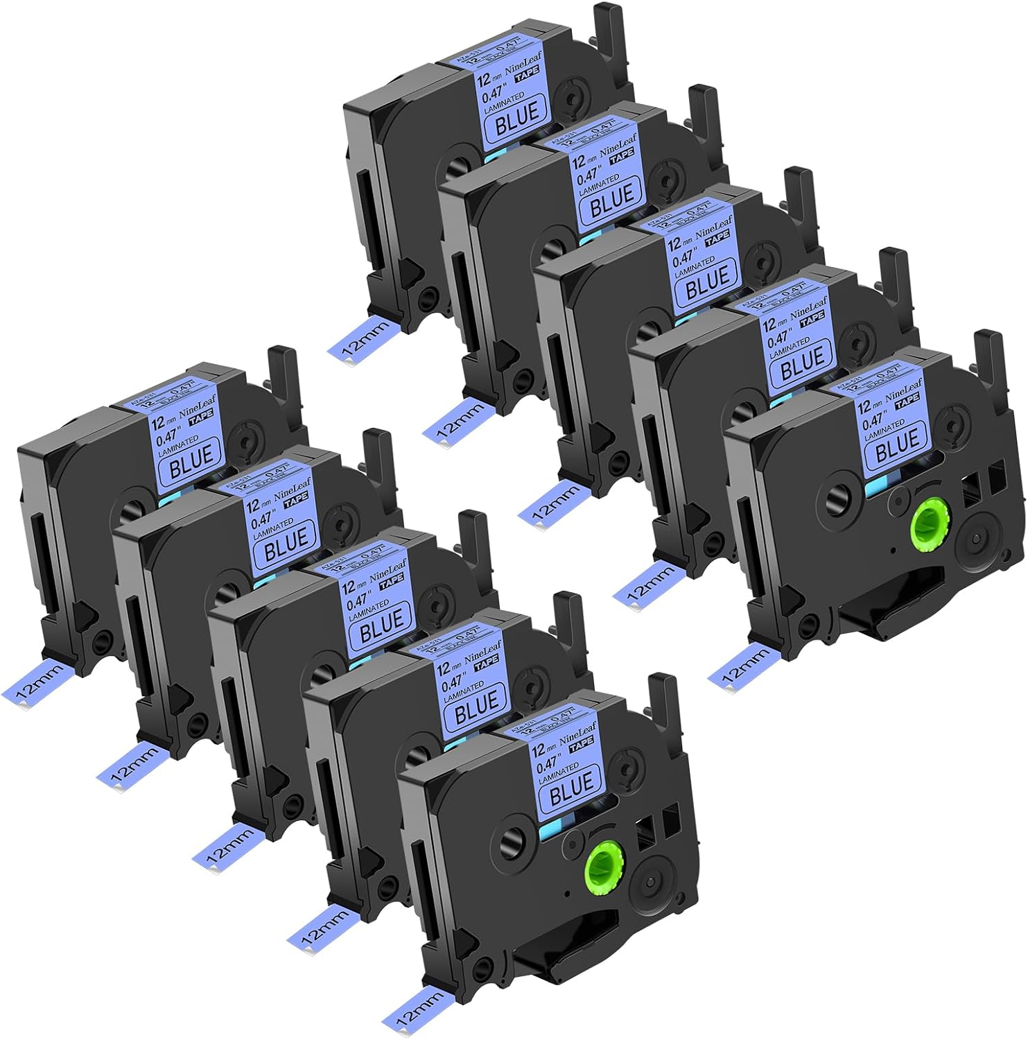 NineLeaf 10 Pack Compatible Label Tape for Brother P-Touch 12mm