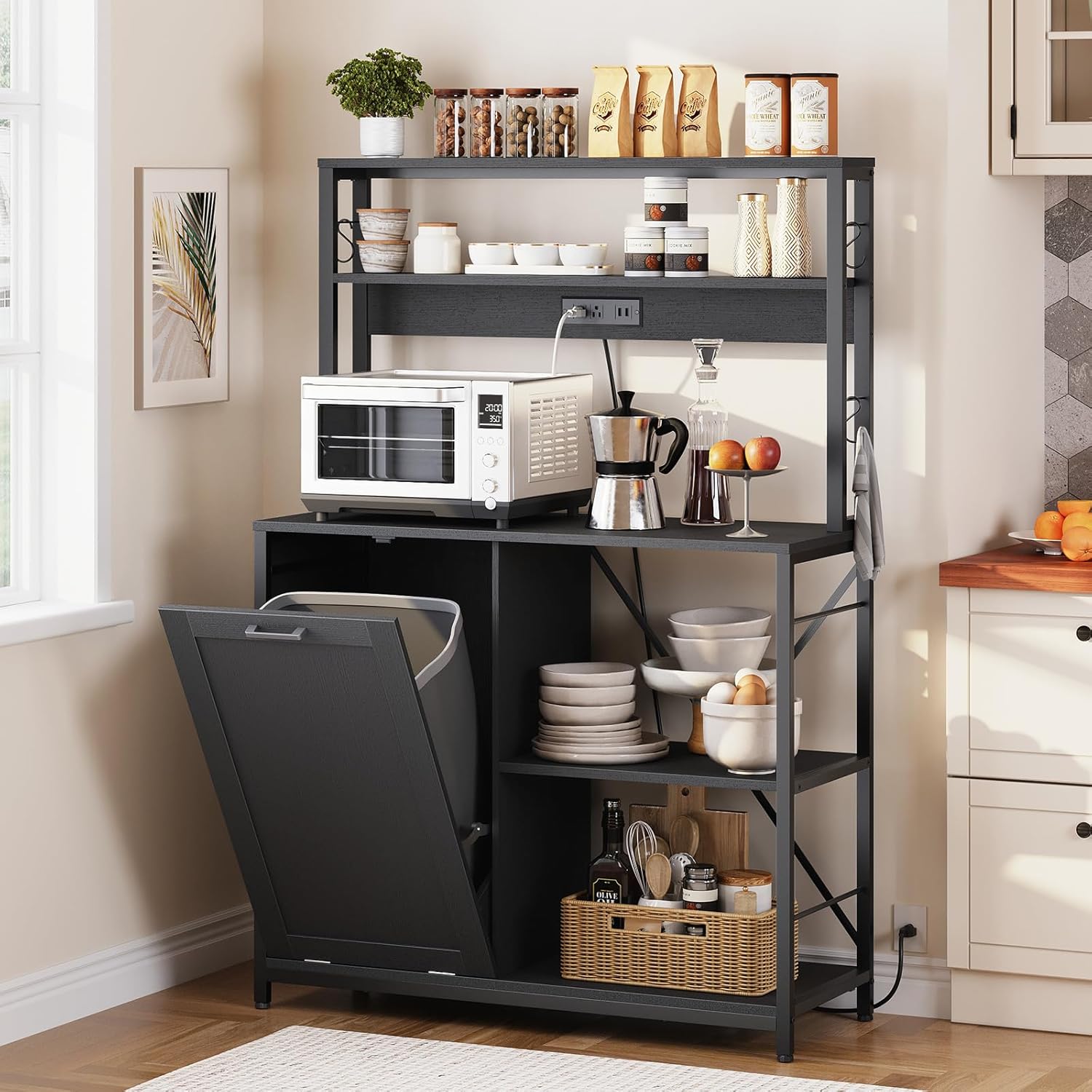 5-Tier Kitchen Storage Rack with Power Outlet