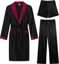 SWOMOG Men's Silk Satin Kimono Robe Set - Lightweight Sleepwear