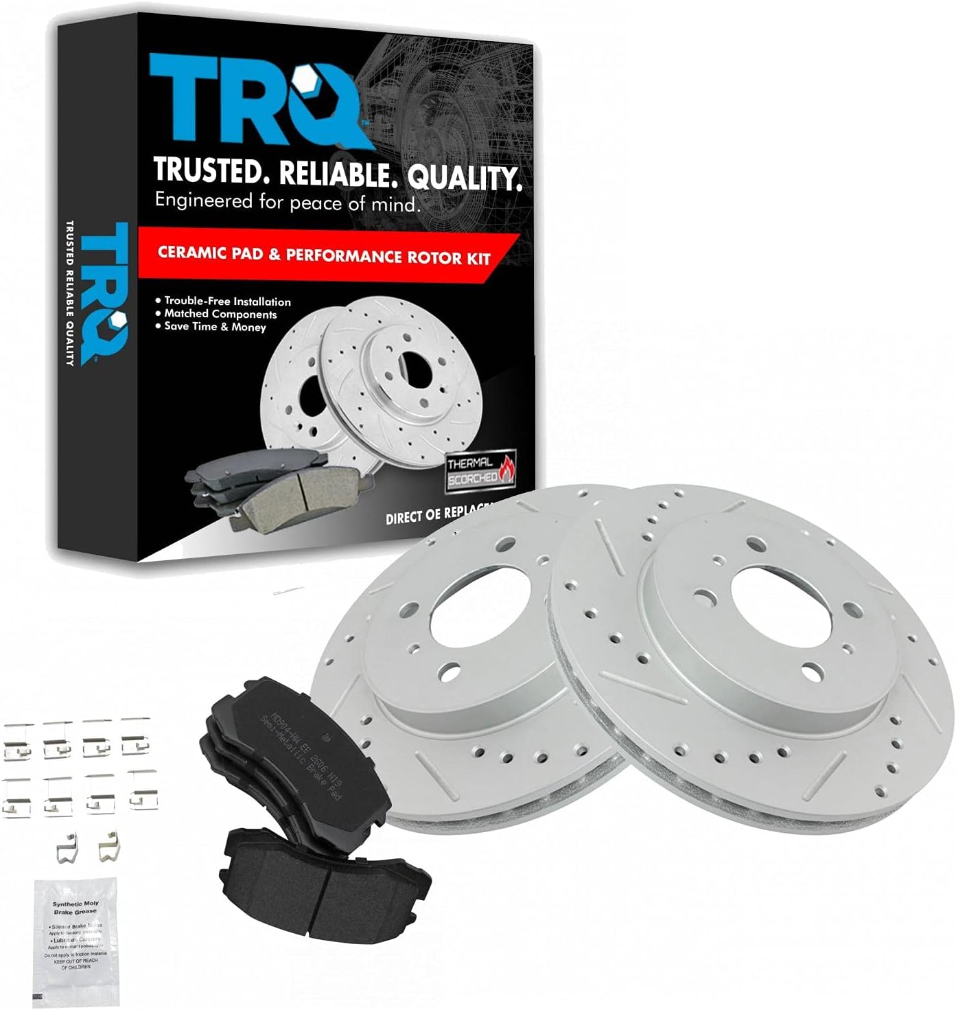 TRQ Front Performance Brake Pad & Rotor Kit for Mitsubishi Lancer